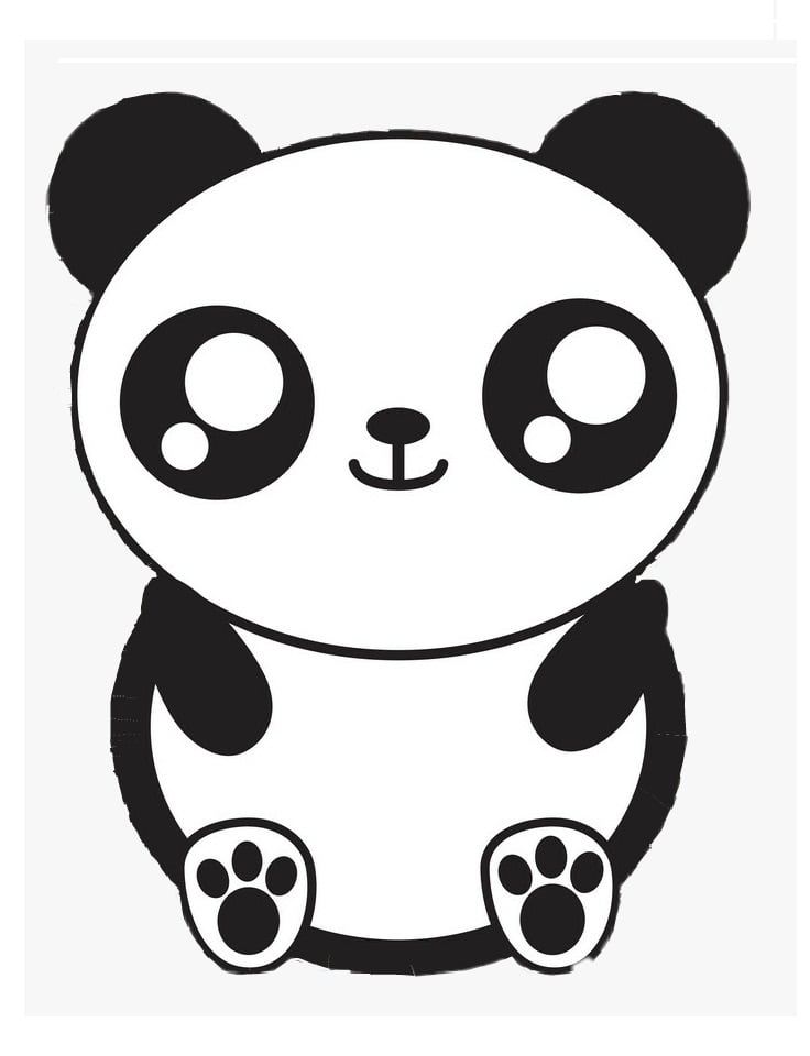 Desenho de Panda para colorir fácil - Imagem Kawaii Molde para