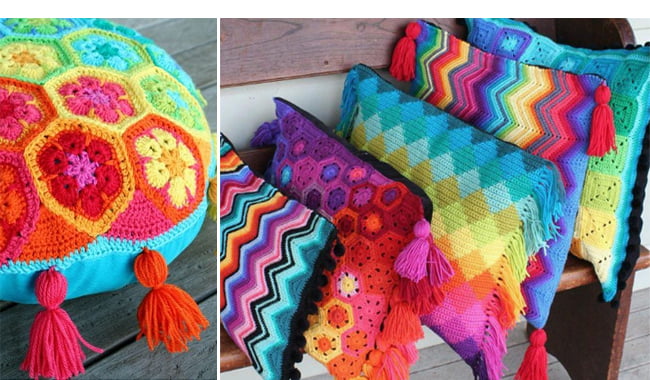 Almofadas de Crochê Modelos Coloridos para Inspirar na Decoração