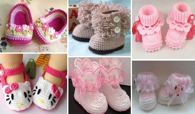 Tutoriais de Sapatinhos de Bebês de Crochê lindos e delicados para bordar