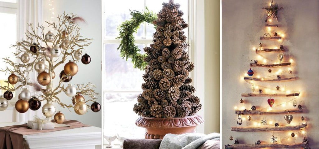 Decoração de Natal Simples - árvores de Natal diferentes com materiais baratinhos