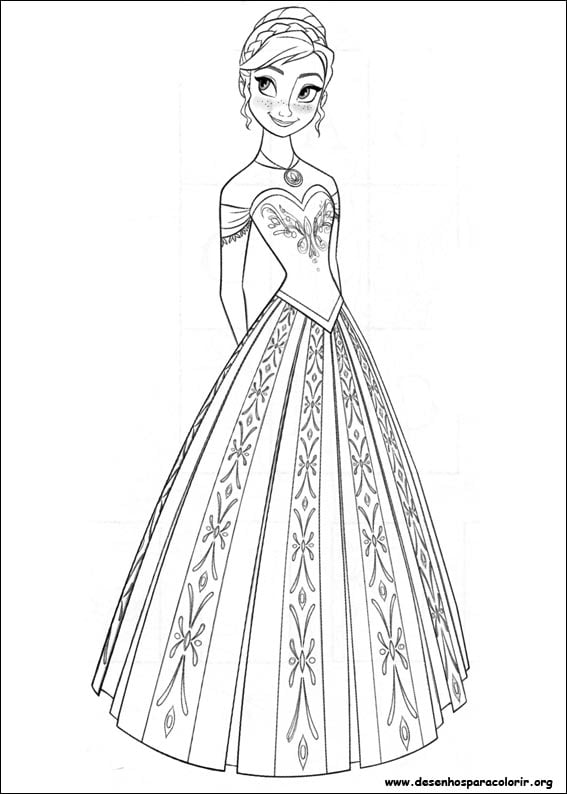 Desenho infantil para colorir Princesa Frozen e personagens infantil.