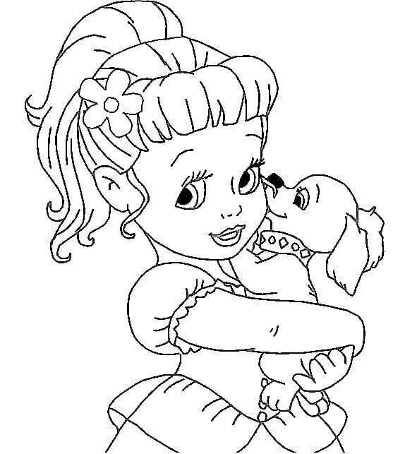 desenho de princesa com seu cachorrinho