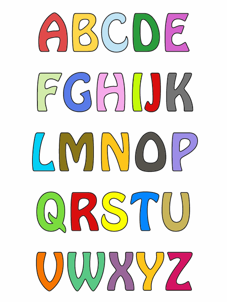 Moldes de Alfabeto maiúscula para imprimir e colorir.