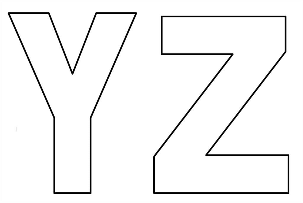 Alfabeto maiúsculo letras Y - Z para imprimir em imagem grande do abecedário.
