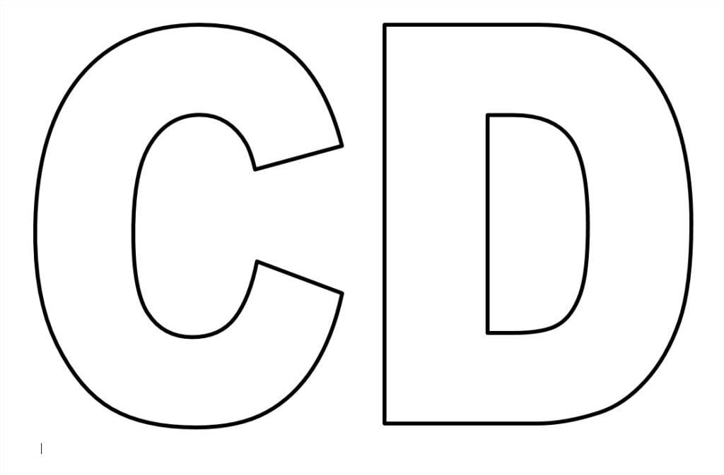 Alfabeto maiúsculo letras C - D para imprimir em imagem grande do abecedário.