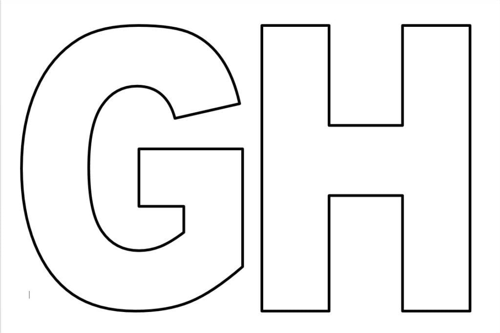Alfabeto maiúsculo letras G - H para imprimir em imagem grande do abecedário.