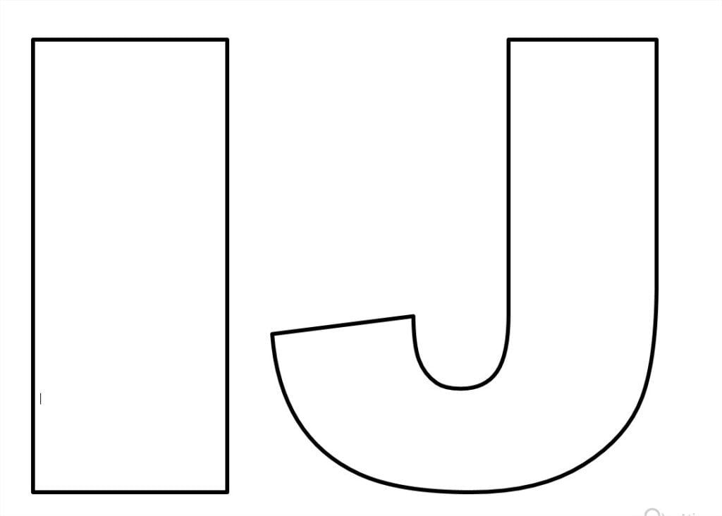 Alfabeto maiúsculo letras I -J para imprimir em imagem grande do abecedário.