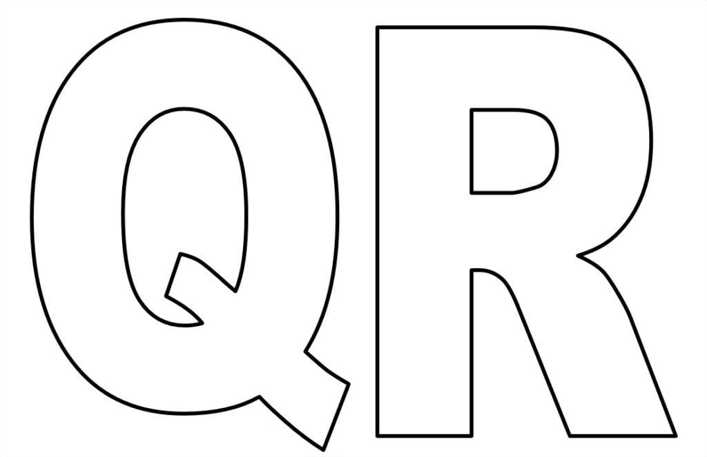 Alfabeto maiúsculo letras Q - R para imprimir em imagem grande do abecedário.
