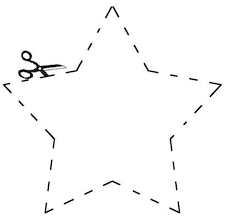 Molde de estrela pontilhada para recortar e usar em atividades escolares.