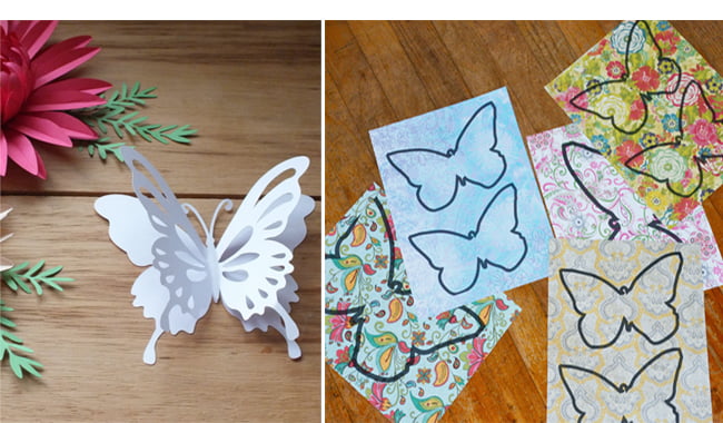 Molde de borboleta para imprimir, colorir, fazer artesanato com eva e feltro