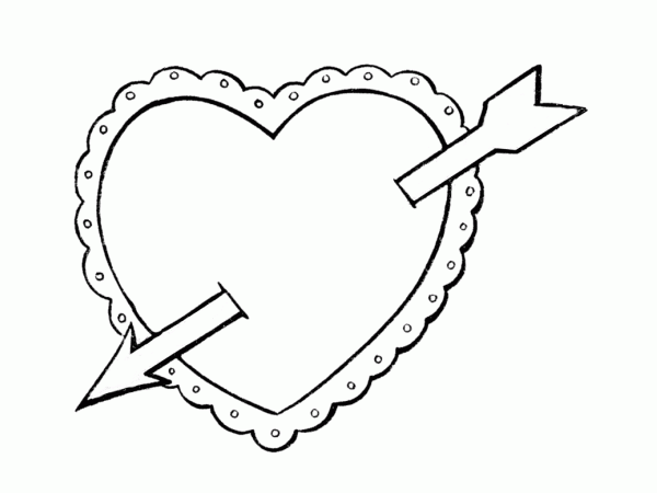 Desenho de coração partido do cupido com flecha.