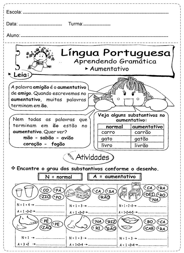 Exercício para aprender gramática - Estudos de português para 2º ano.