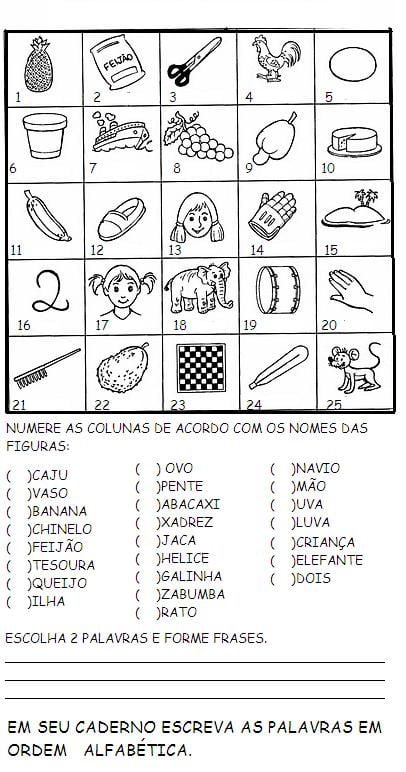 Atividades de português 2 ano numeração de objetos.