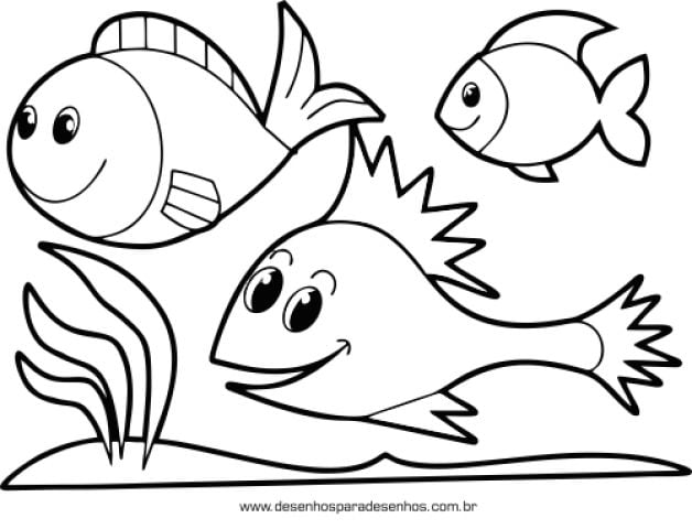 desenho de animais cardume de peixinhos