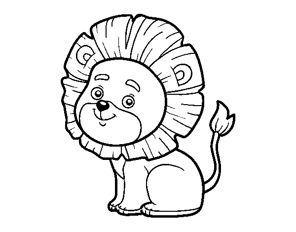 desenho de animais filhote de leão para pintar
