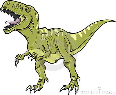 Desenho de dinossauro rex na cor verde com a boca aberta