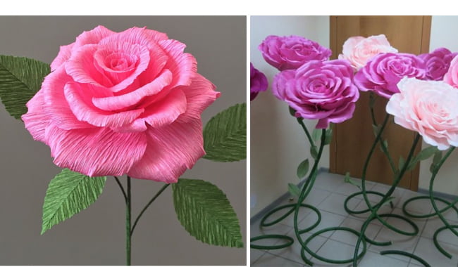 Como fazer flores de papel crepom com molde fácil e delicado