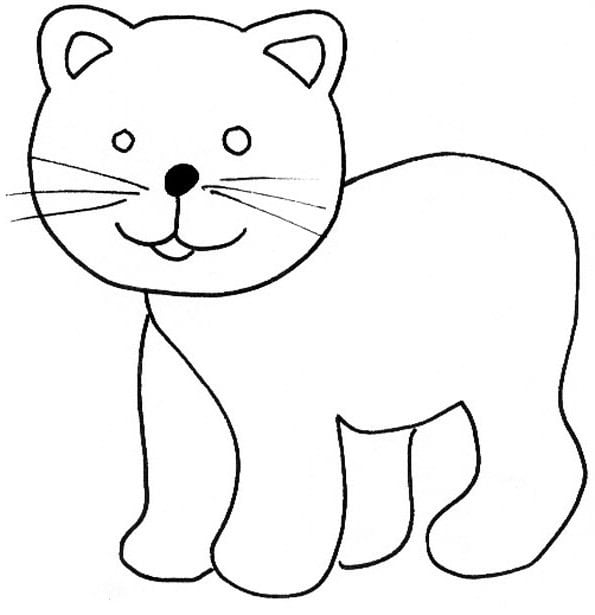 desenho de gato para colorir em imagem grande que serve como molde.