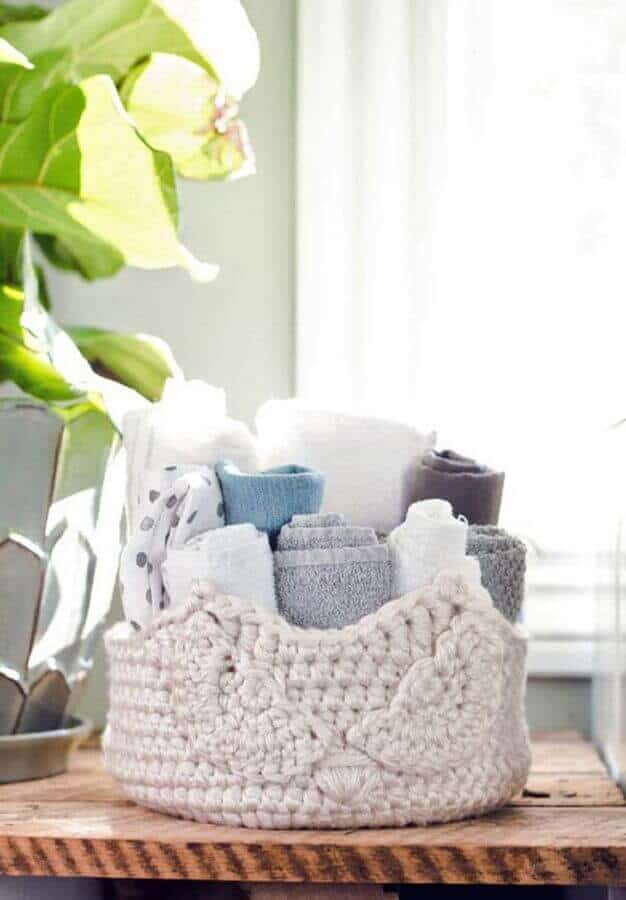 Use no banheiro para colocar toalhas de rosto  e de um charme a mais na decoração.