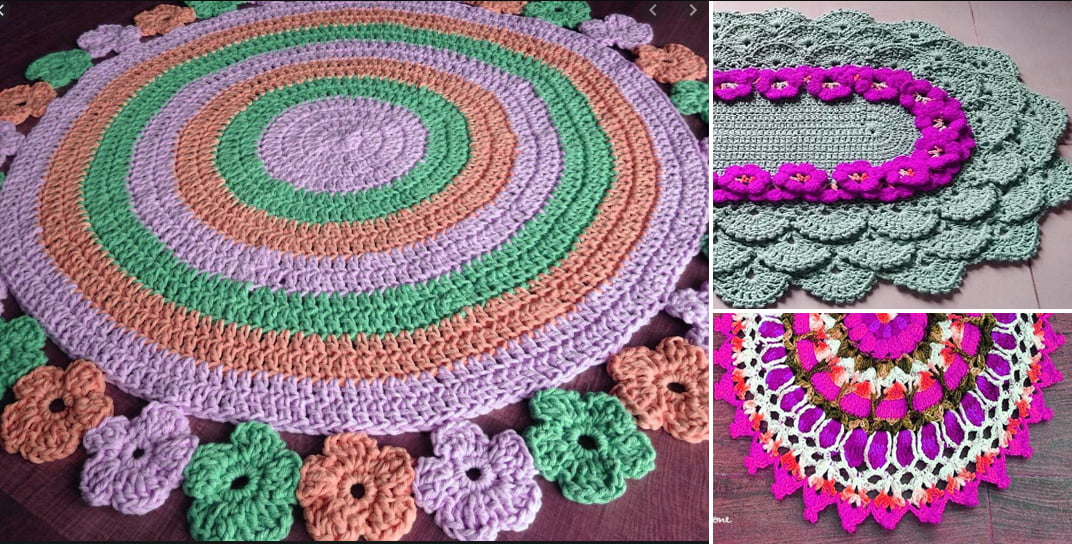 Divinos Tapetes de Crochê Barbante para decoração Colorida de cômodos