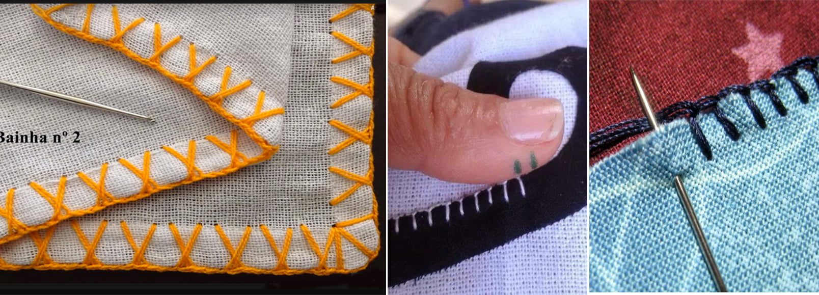 Como costurar o Caseado Pé de Galinha para Barrados de Crochê