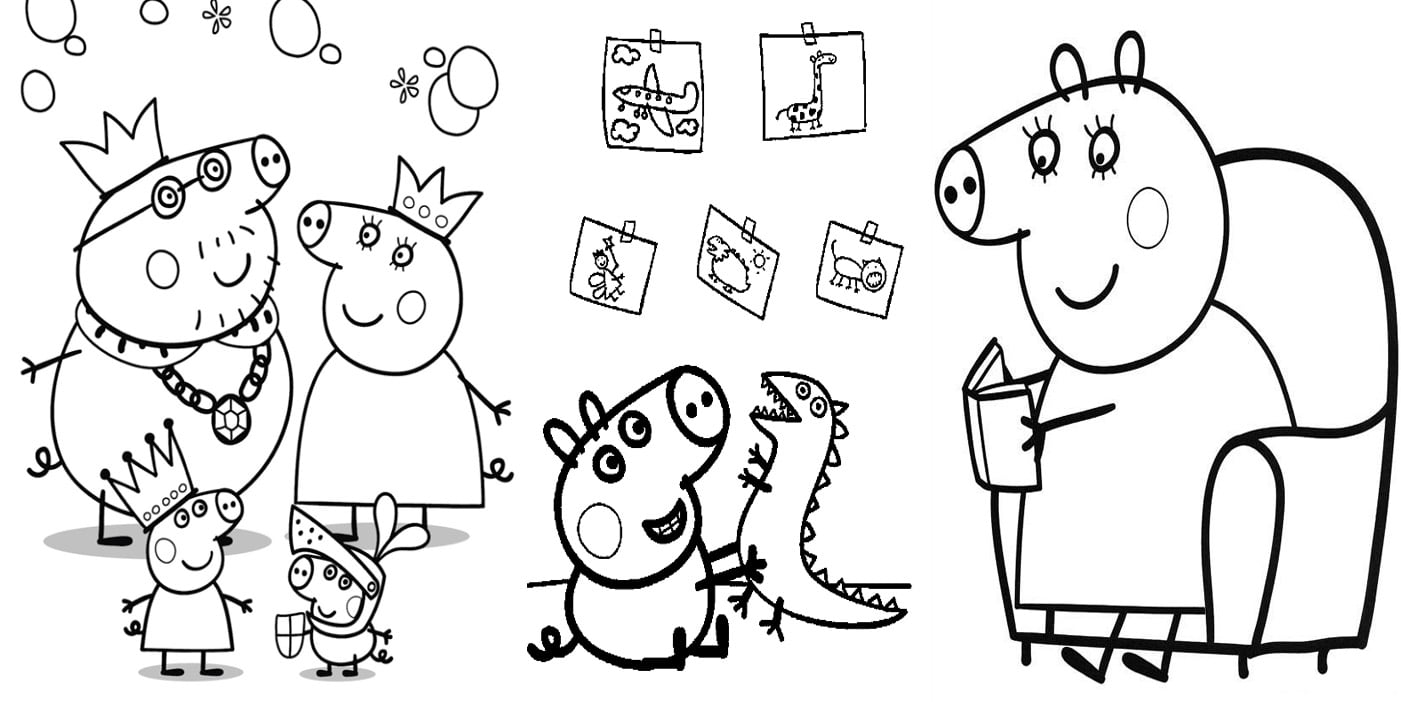 Desenho da Peppa Pig para colorir e imprimir – George e família