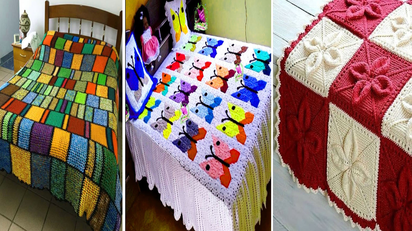 Colcha de Crochê com quadrados coloridos: Modelos e gráfico
