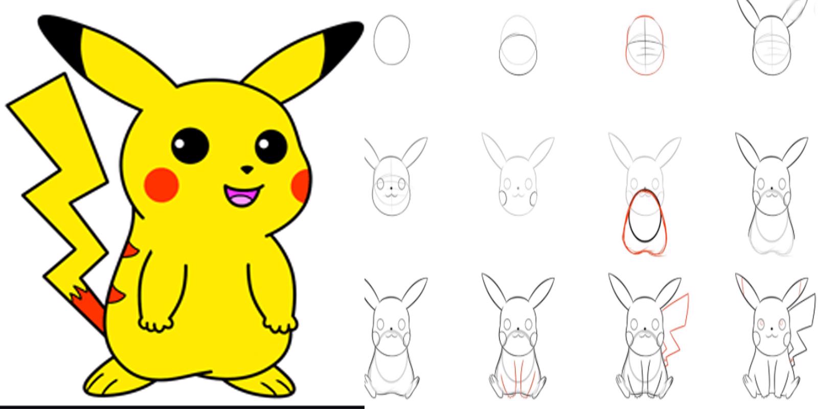 Como desenhar o Pikachu passo a passo para iniciantes