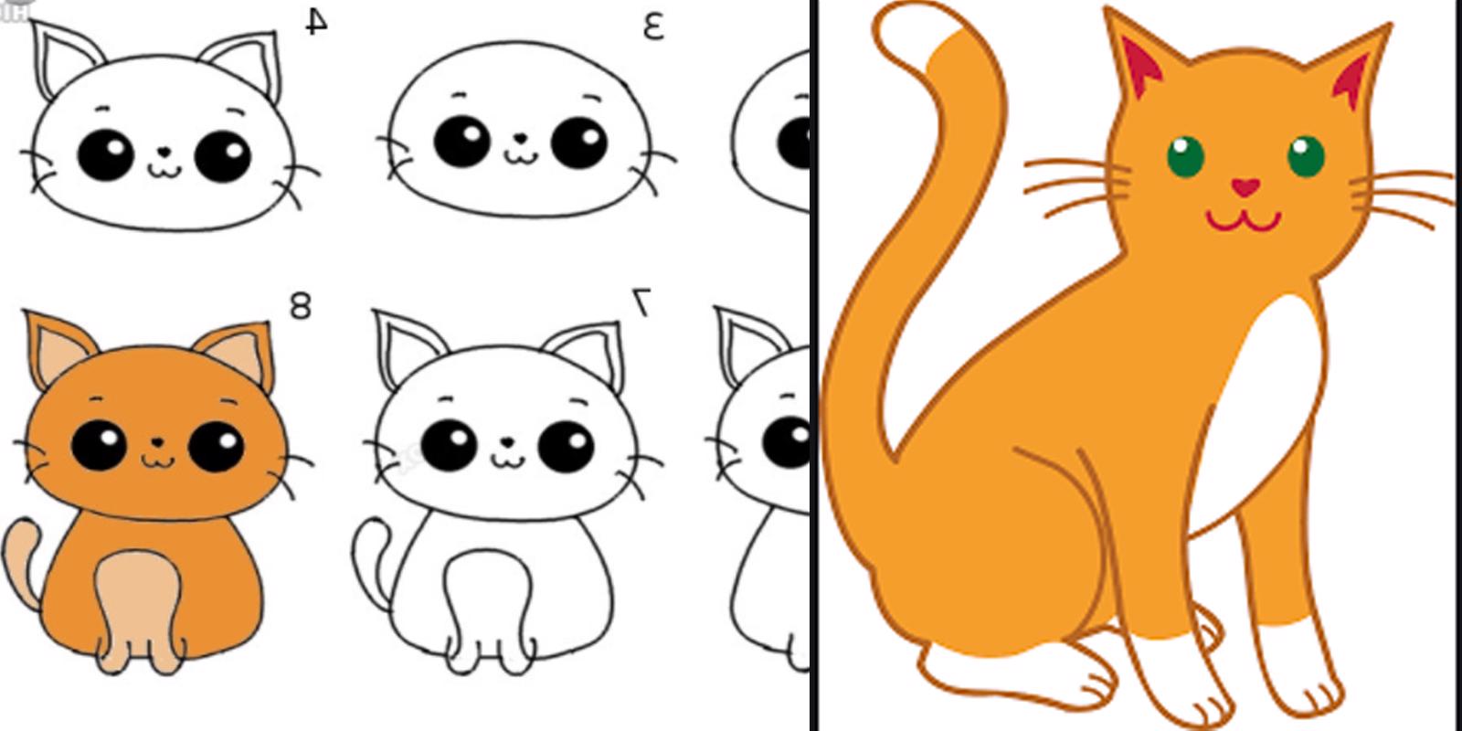 Como desenhar um Gato Fácil passo a passo para iniciantes