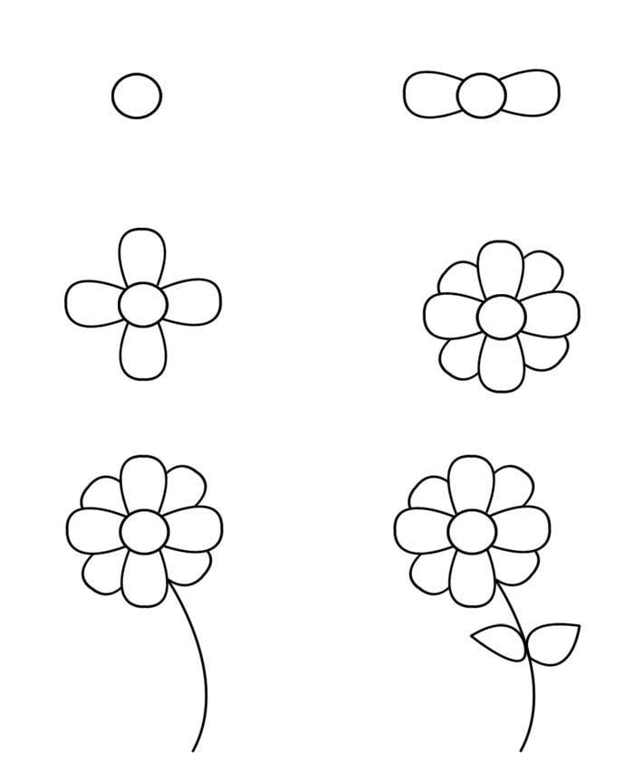 como desenhar uma flor simples