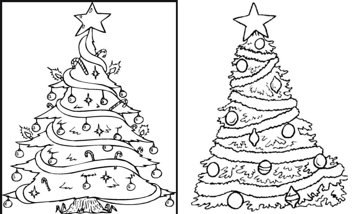 Molde de árvore de Natal para imprimir e colorir