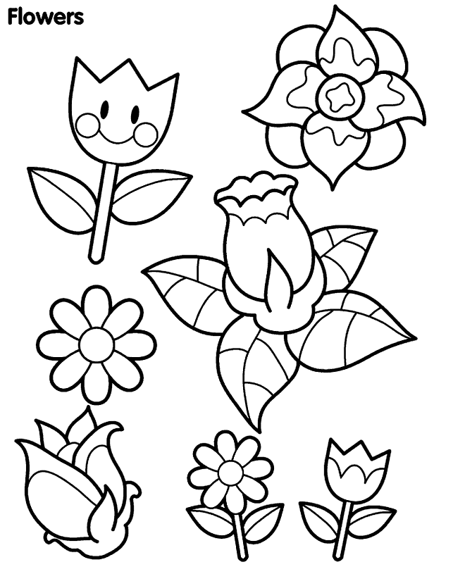 Desenho de flores para colorir pequenas