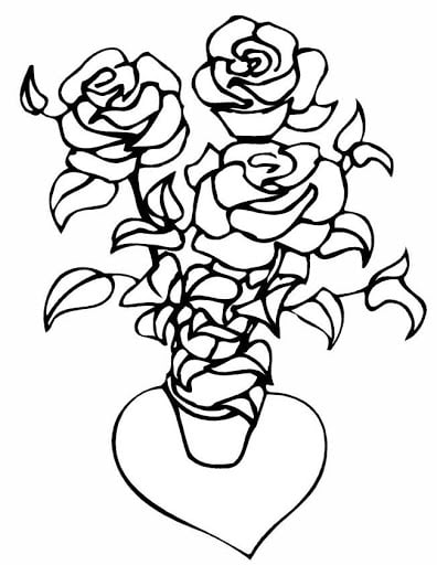 desenho de buque de rosas para imprimir e colorir desenhar