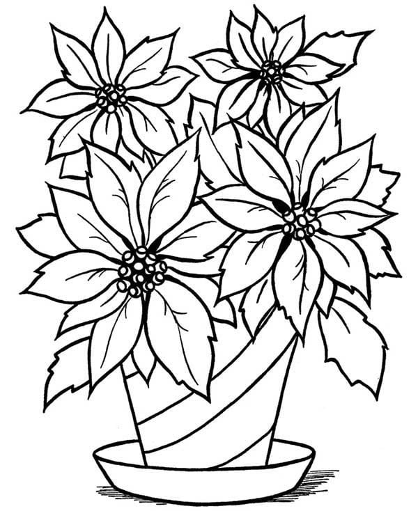 vaso de flor para desenhar colorir