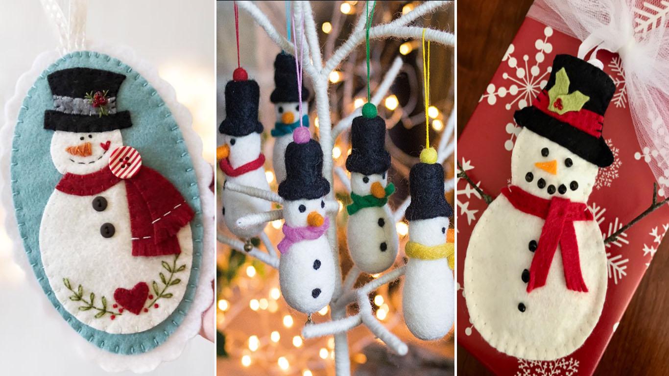 Boneco de Neve em Feltro de Natal – Molde, Modelos e Como fazer