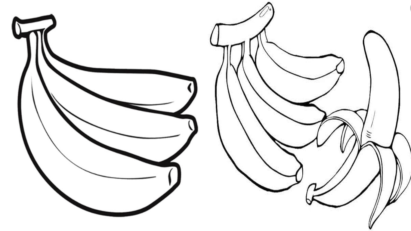 Desenho de banana para colorir, pintar e imprimir