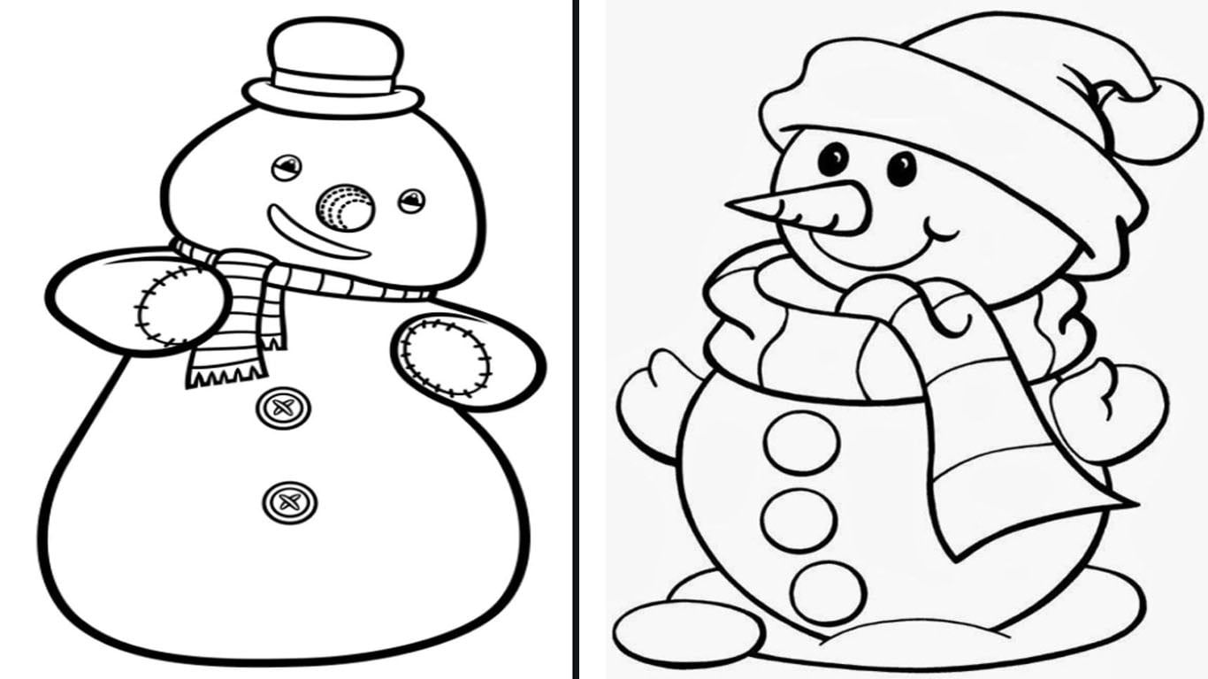 Desenho de boneco de neve para colorir, desenhar e imprimir