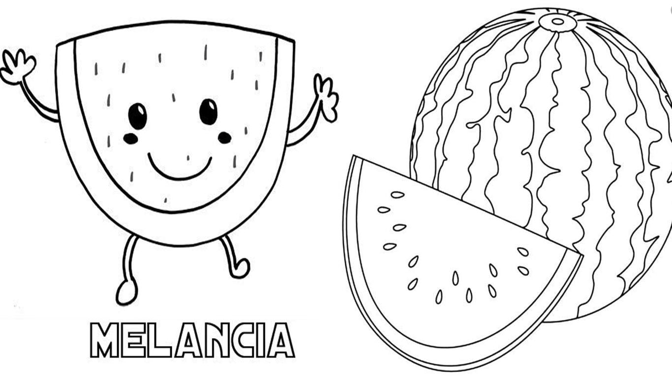 Desenho de melancia para colorir, desenhar e imprimir