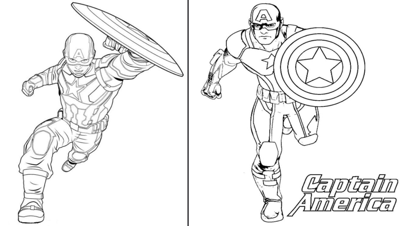 Desenho do Capitão América para colorir, desenhar e imprimir