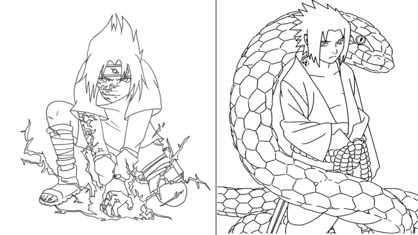 Desenho do Sasuke para colorir, imprimir e pintar