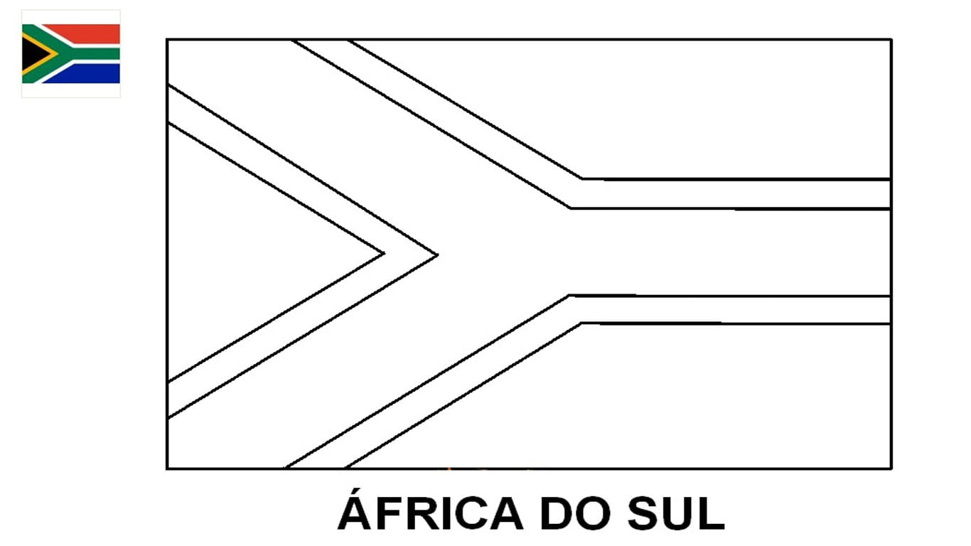 Bandeira da África do Sul para colorir e imprimir – Desenho para atividades