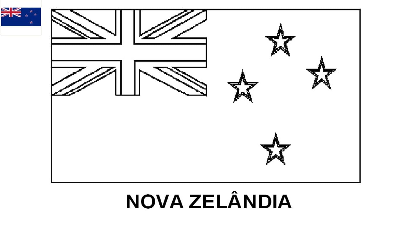 Bandeira da Nova Zelândia para colorir, desenhar – Desenho para atividades