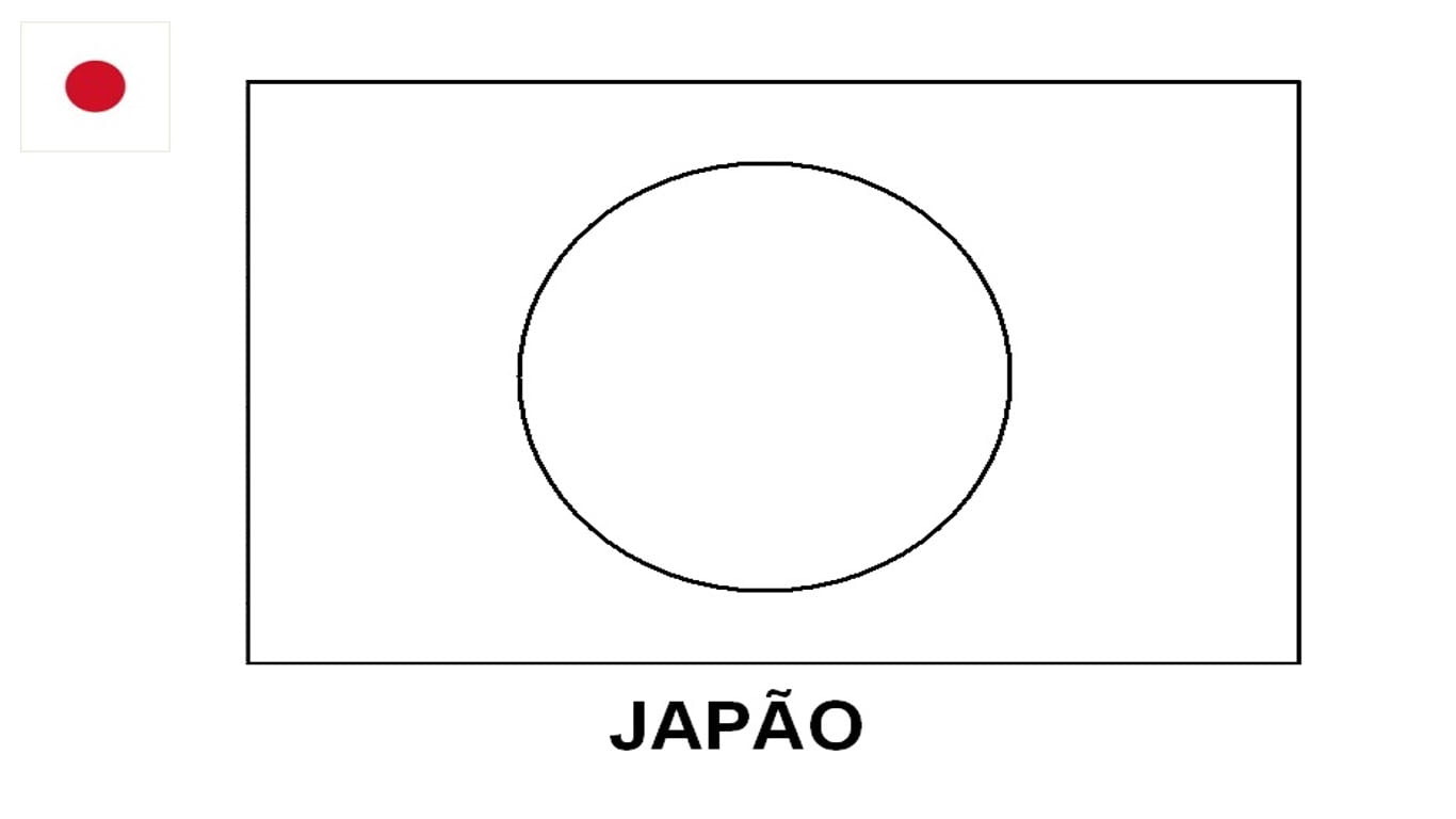 Bandeira do Japão para colorir, imprimir e desenhar – Desenho para atividades