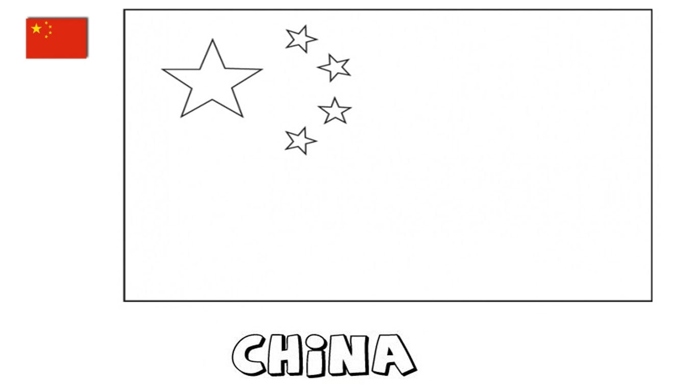 Bandeira da China para colorir, desenhar e imprimir – Desenho para atividades