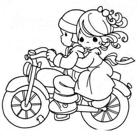 Desenho de moto infantil para colorir