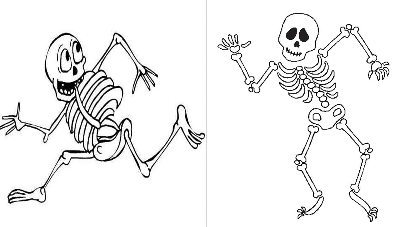 Desenho de esqueleto para colorir, imprimir e usar como atividades