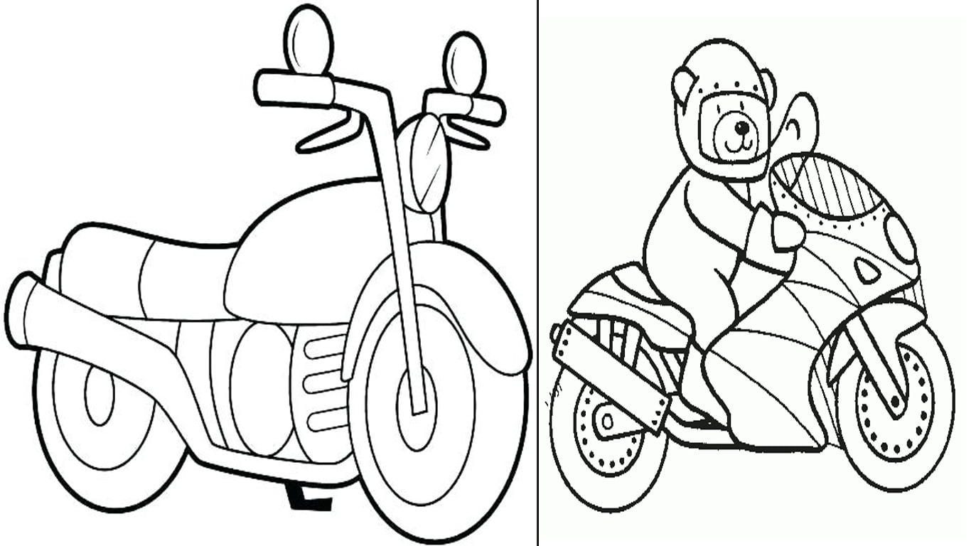 Desenho de moto infantil para colorir, pintar e imprimir para atividades