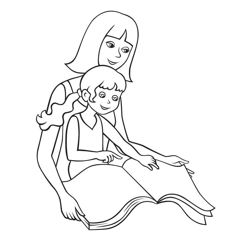 imagem de mãe e filha para desenhar