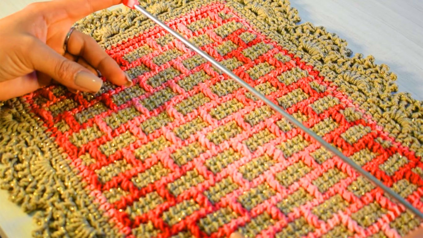 Como fazer tapete de crochê tunisiano rápido e econômico que vende muito no ponto tijolinho
