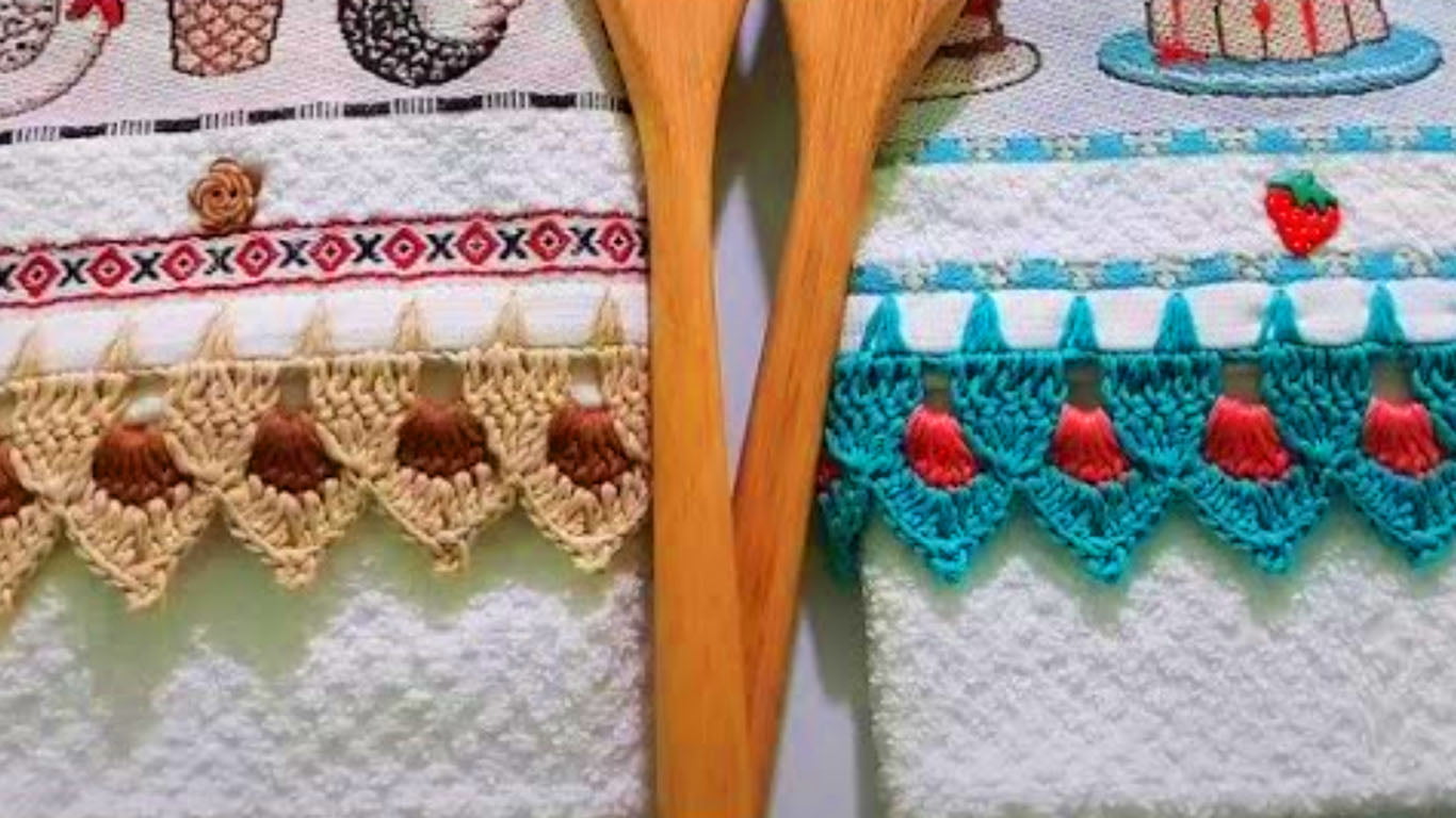 Os panos bate mão de cozinha irão ficar únicos com o barrado de crochê mais famoso do mundo
